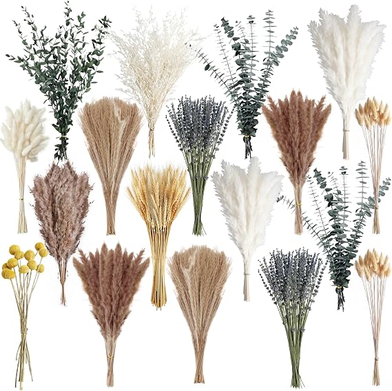 Large bouquet of dried pampas grass, bunny tails, wheat and lavender