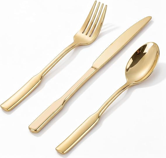 Gold disposable plastic silverware set