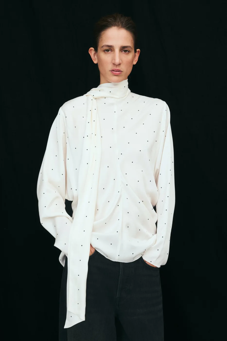 Scarf-Collar Viscose Blouse — H&M