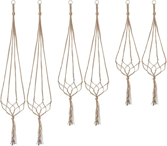 Macrame hanging planter holders in three sizes
