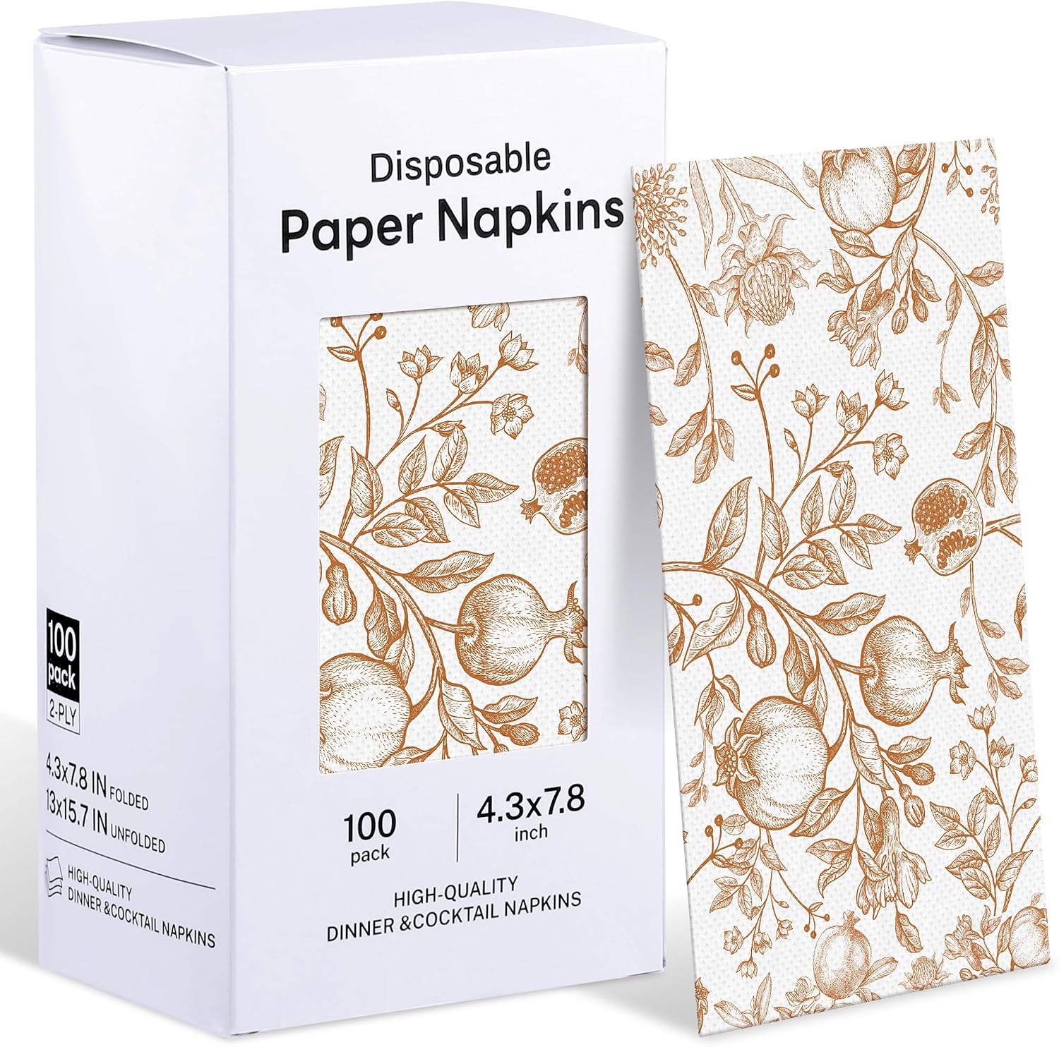 Pomegranate and autumn floral paper guest napkins