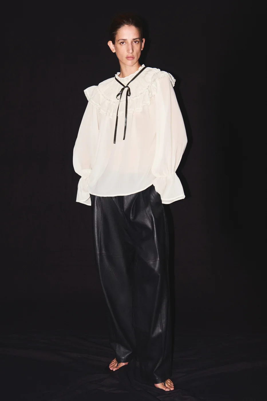 Ruffle-Trimmed Chiffon Blouse — H&M