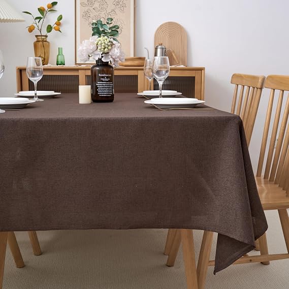 Chocolate brown linen rectangular tablecloth