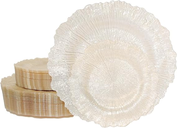Clear brown scalloped plastic plates